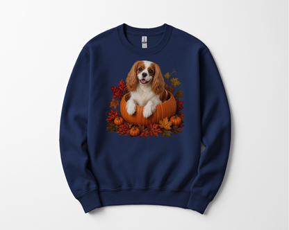 Blenheim Cavalier Pumpkin Sweatshirt Fall Dog Lover Autumn Puppy Crewneck Cozy Gift Pullover Apparel
