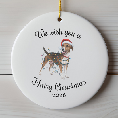 Christmas Smooth Fox Terrier Ornament, Christmas Lights Dog Keepsake