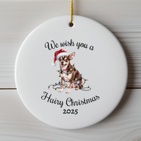 Load image into Gallery viewer, Christmas Black Chihuahua Ornament, Christmas Lights Dog Keepsake
