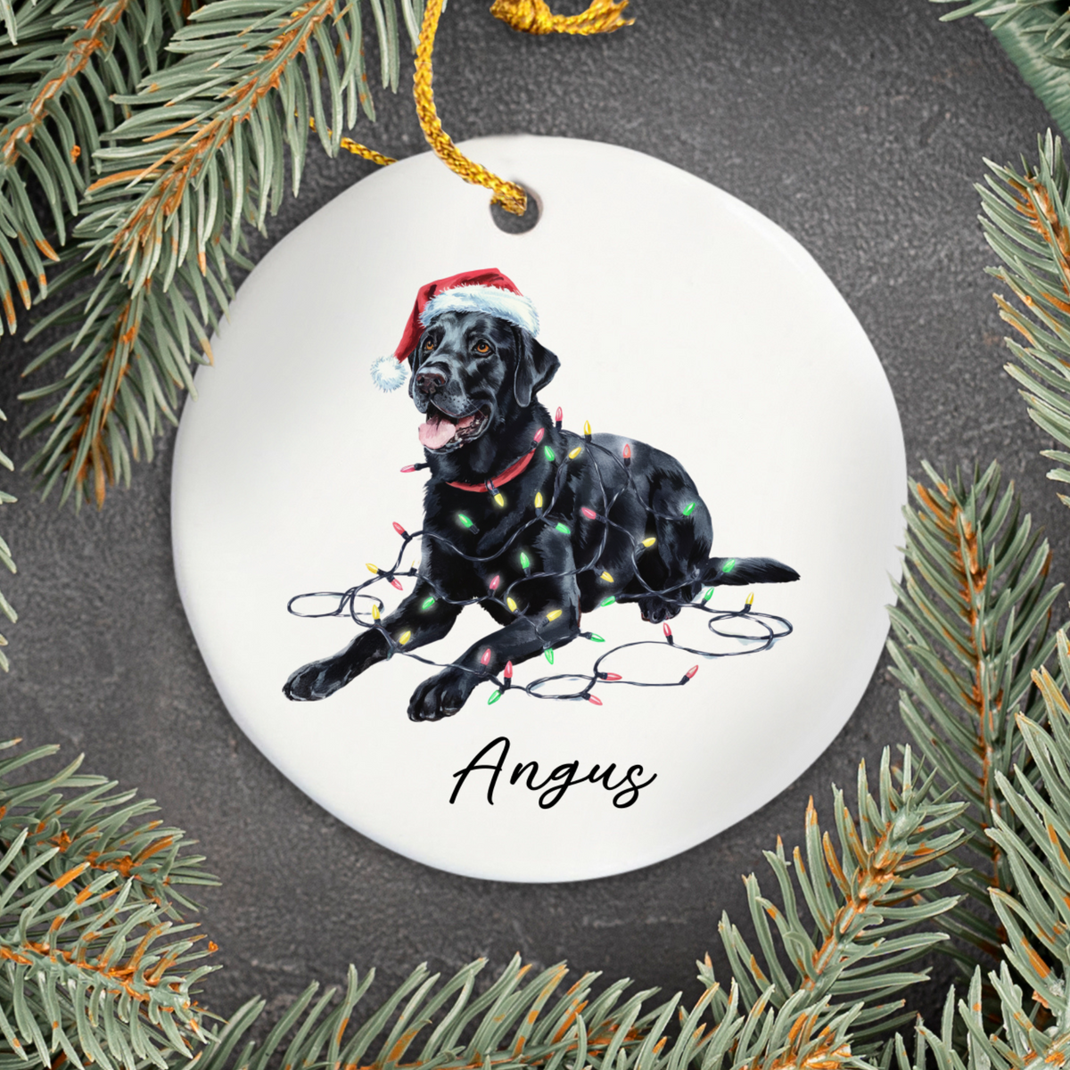 Personalized Christmas Black Labrador Ornament, Christmas Lights Dog Keepsake, Christmas Dog, Lab Mom, Gift For Dog Lover, Black Lab