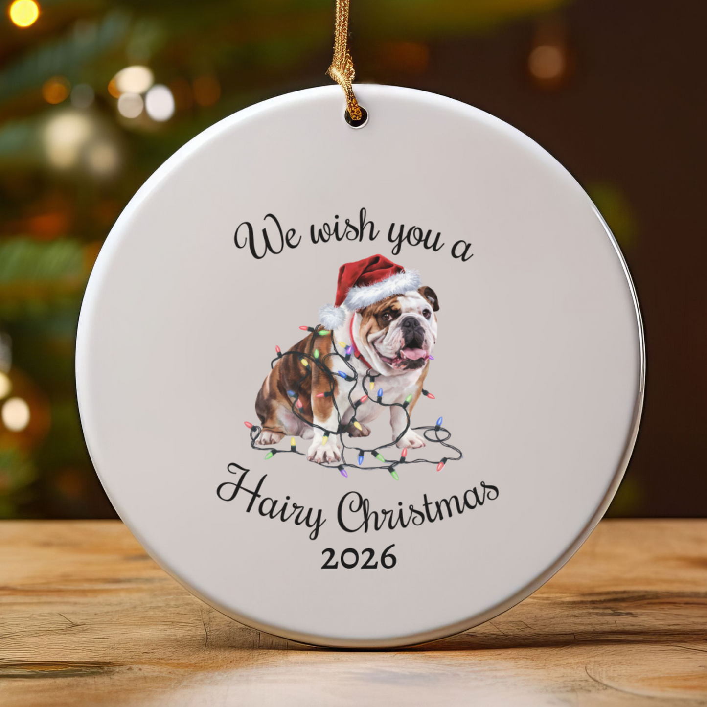 Christmas Bulldog Ornament, Bulldog Mom, Christmas Lights Dog Keepsake, Christmas Dog, Gift For Dog Lover, Bulldog