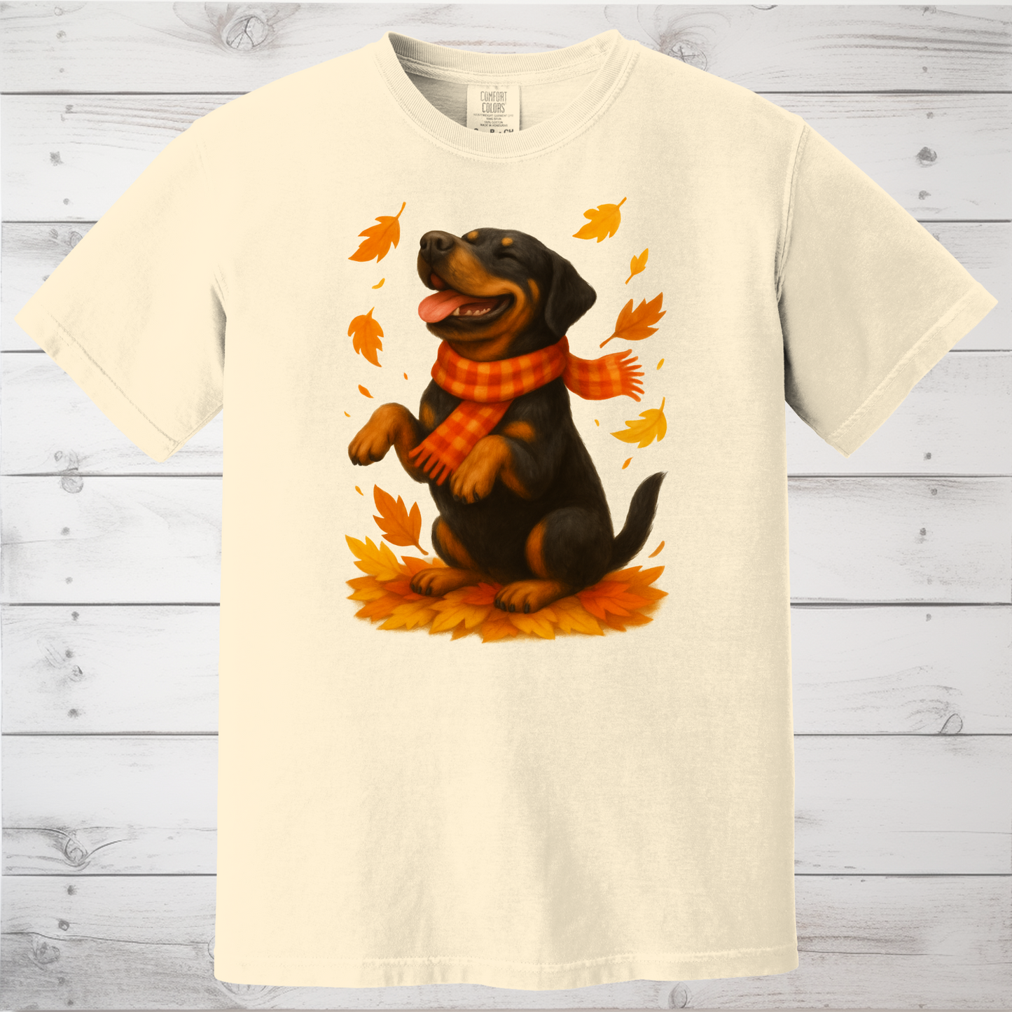 Rottweiler Autumn Shirt, Cozy Fall Dog Sweatshirt, Cute Black Dog Lover Gift, Seasonal Apparel Pullover, Autumn Dog Outfit