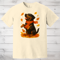 Load image into Gallery viewer, Rottweiler Autumn Shirt, Cozy Fall Dog Sweatshirt, Cute Black Dog Lover Gift, Seasonal Apparel Pullover, Autumn Dog Outfit
