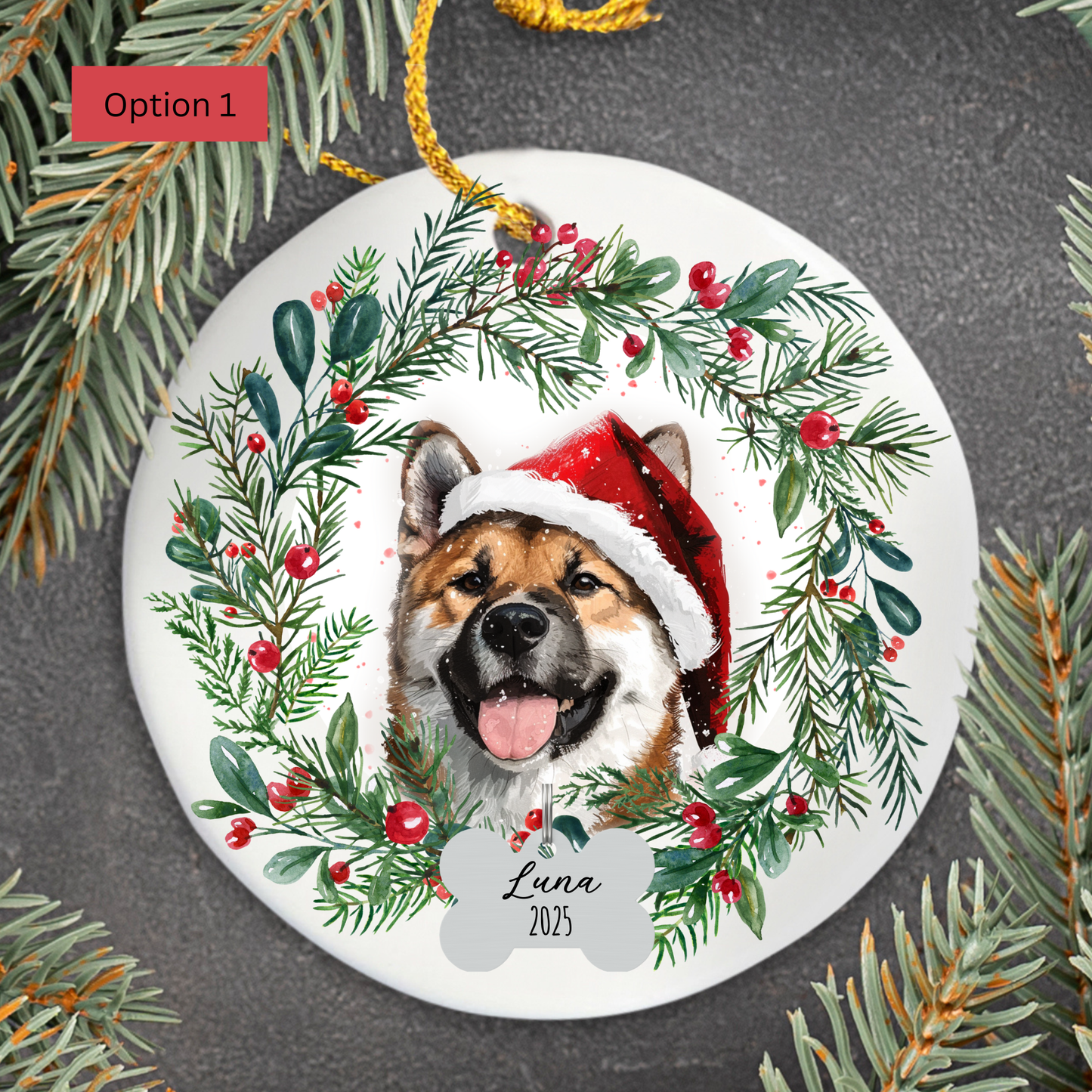 Personalized Akita Christmas Ornament, Custom Dog Name Ornament, Akita Gift for Dog Lovers, Pet Memorial Keepsake