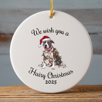Load image into Gallery viewer, Christmas Pitbull Ornament, Christmas Lights Dog Keepsake
