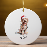 Load image into Gallery viewer, Personalized Poodle Ornament, Custom Ceramic Pet Keepsake

