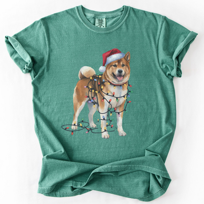 Akita Christmas Lights Dog Shirt