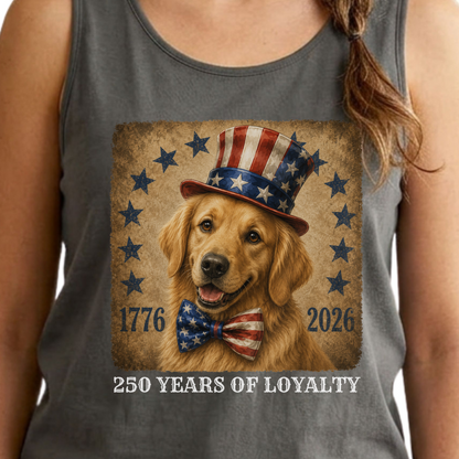 Golden Retriever Patriotic Tank Top, 250 Years of Loyalty
