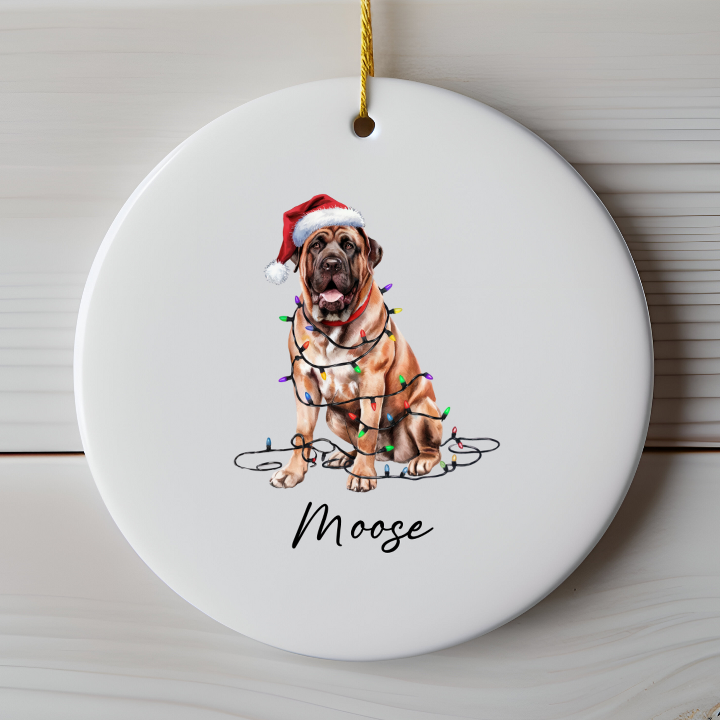 Mastiff Christmas Ornament, Personalized Dog Keepsake