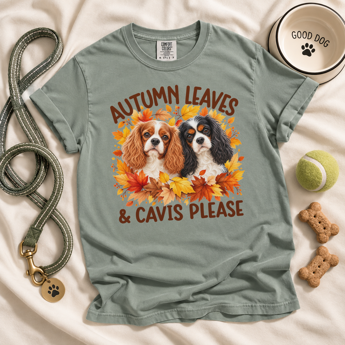 Cavalier King Charles Spaniel Autumn Leaves & Cavis Please Shirt