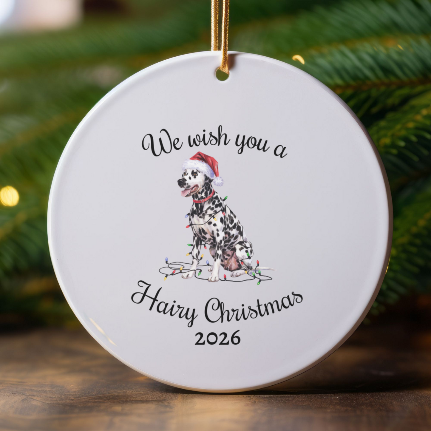 Christmas Dalmatian Ornament, Christmas Lights Dog Keepsake