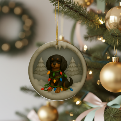 Personalized Black and Tan Cavalier King Charles Spaniel Christmas 3D Clay-Style Dog Keepsake