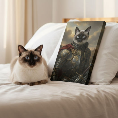 Personalized Dog Dragon Slayer Portrait, Custom Medieval Warrior Pet Canvas