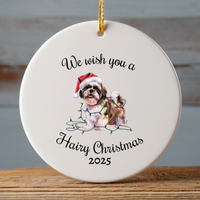 Load image into Gallery viewer, Christmas Shih Tzu Ornament, Christmas Lights Dog Keepsake
