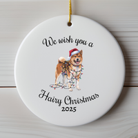 Load image into Gallery viewer, Christmas Akita Ornament, Christmas Lights Dog Keepsake
