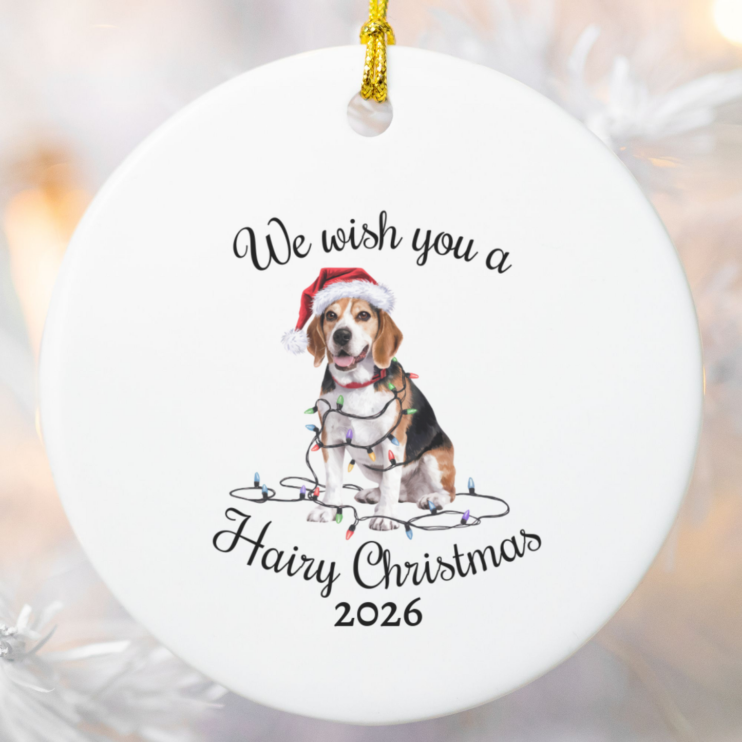 Christmas Beagle Ornament, Beagle Mom, Christmas Lights Dog Keepsake, Christmas Dog, Gift For Dog Lover, Beagle