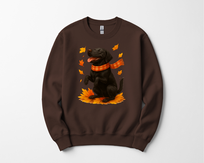 Black Labrador Autumn Sweatshirt, Cute Fall Dog Shirt, Dog Lovers Gift, Cozy Dog Sweater, Labrador in Leaves, Gift For Pet Moms