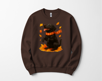 Load image into Gallery viewer, Black Labrador Autumn Sweatshirt, Cute Fall Dog Shirt, Dog Lovers Gift, Cozy Dog Sweater, Labrador in Leaves, Gift For Pet Moms
