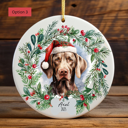 Personalized Weimaraner Christmas Ornament