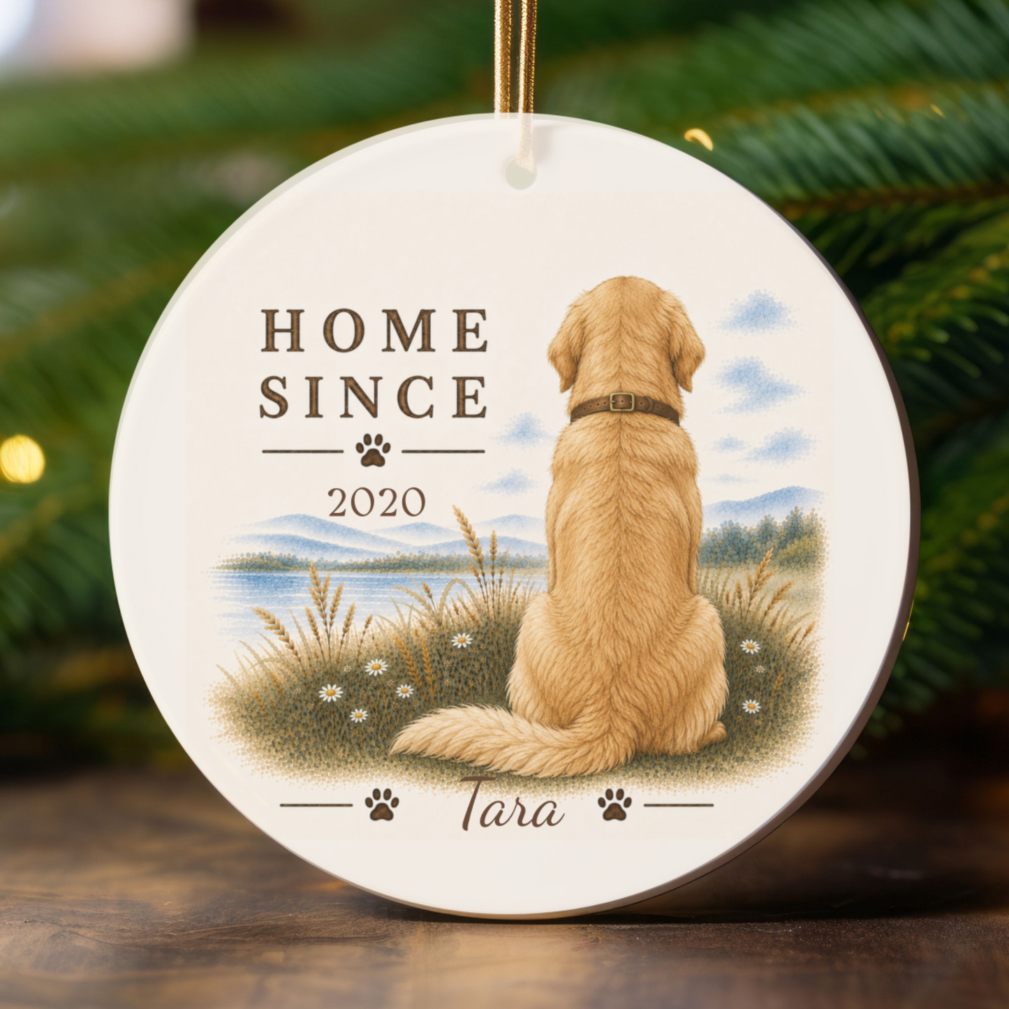 Personalized Golden Retriever Ornament, Double Sided Gotcha Day Gift, Custom Dog Keepsake