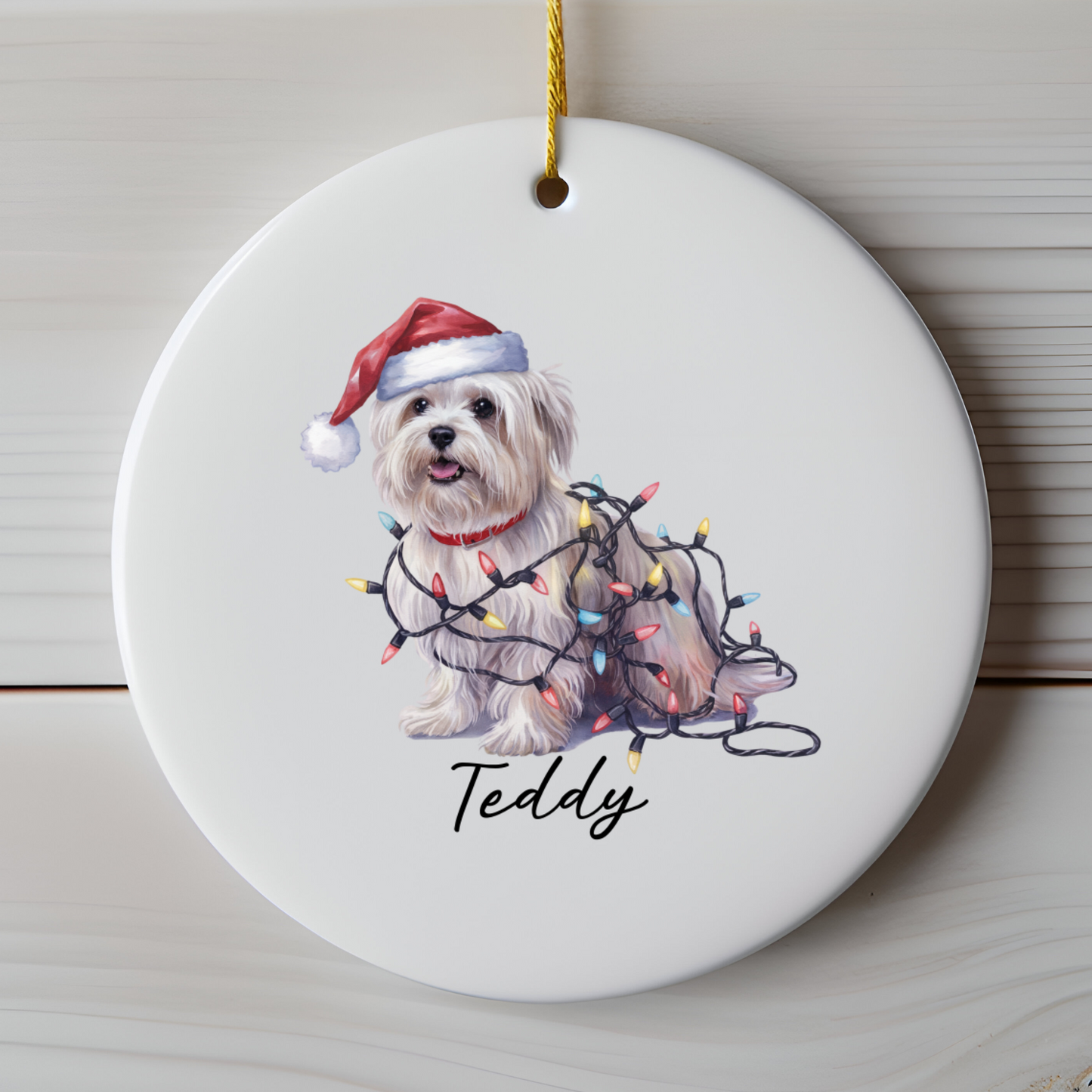 Maltese Christmas Ornament, Personalized Dog Keepsake