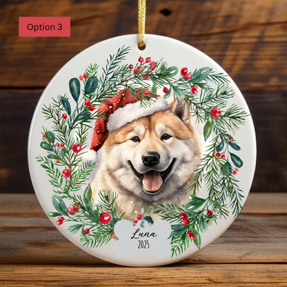 Personalized Akita Christmas Ornament, Custom Dog Name Ornament, Akita Gift for Dog Lovers, Pet Memorial Keepsake