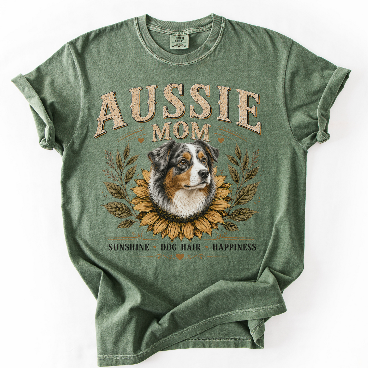 Australian Shepherd Mom Shirt, Aussie Mom Sunflower Tee, Vintage Dog Lover Gift