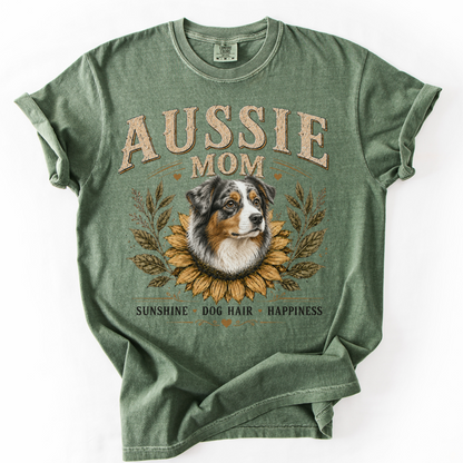 Australian Shepherd Mom Shirt, Aussie Mom Sunflower Tee, Vintage Dog Lover Gift
