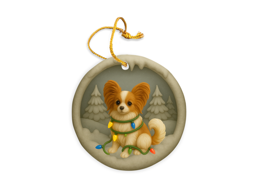 Personalized Papillon Christmas 3D Clay-Style Dog Keepsake