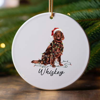 Personalized Irish Setter Christmas Ornament, Dog Lover Holiday Keepsake, Ceramic Tree Decor