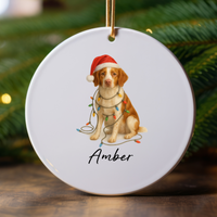 Load image into Gallery viewer, Personalized Brittany Spaniel Christmas Lights Ornament
