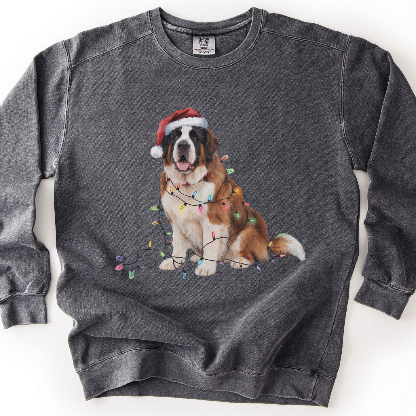 Saint Bernard Christmas Lights Sweatshirt, Festive Dog Lover Gift