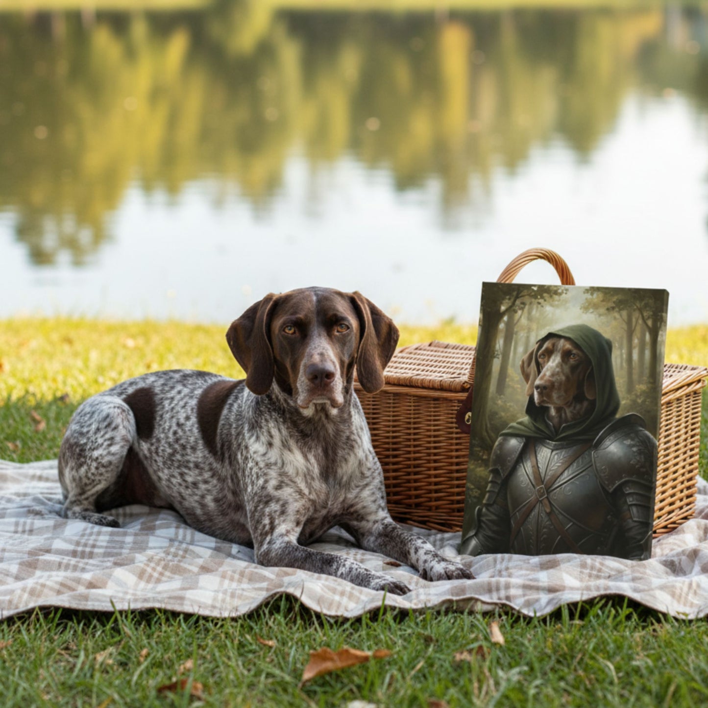 Personalized Dog Elf Ranger Portrait, Custom Medieval Fantasy Pet Canvas