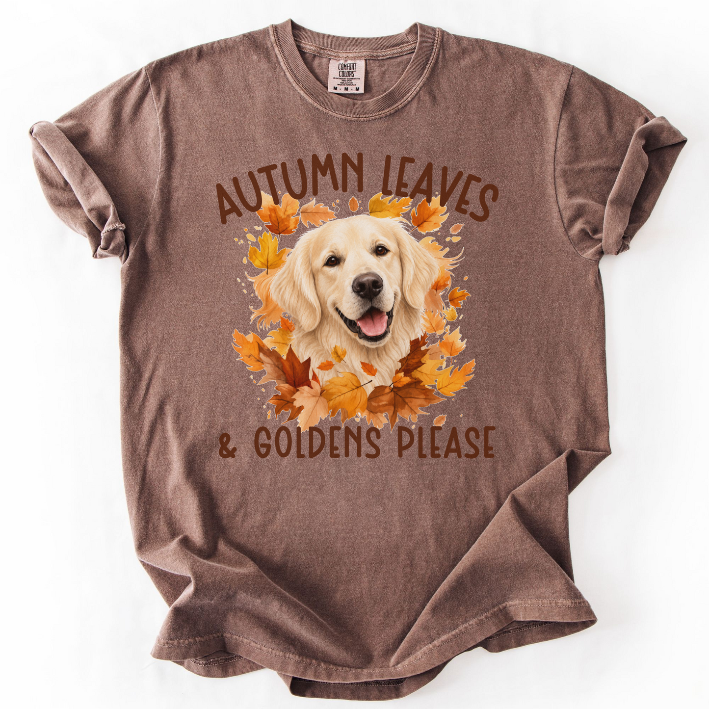 English Cream Golden Mom Fall Shirt, Autumn Leaves & Goldens Please