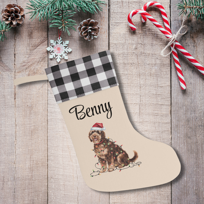Personalized Portuguese Water Dog Christmas Stocking, Holiday Decor Gift for Pet Lovers