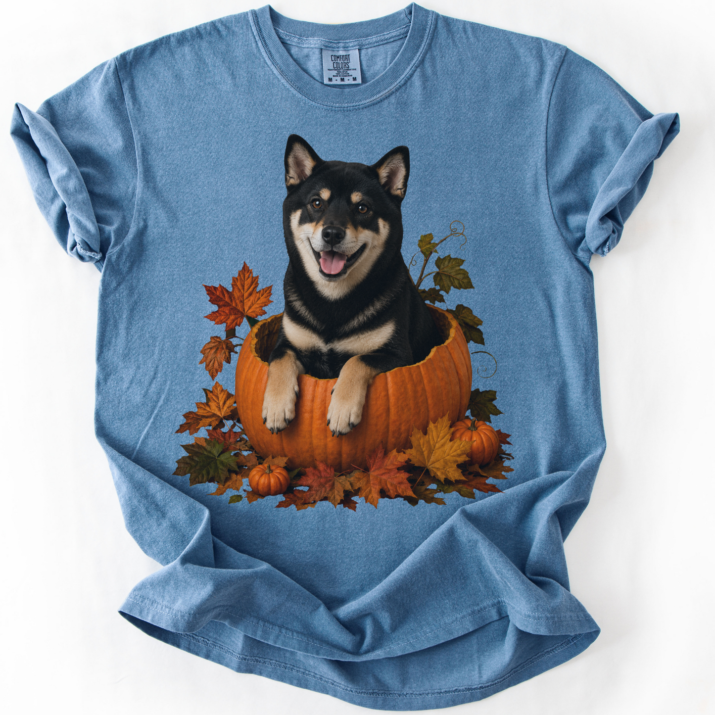 Black Shiba Inu Pumpkin Shirt, Cute Fall Dog Lover T-Shirt for Shiba Moms and Dads