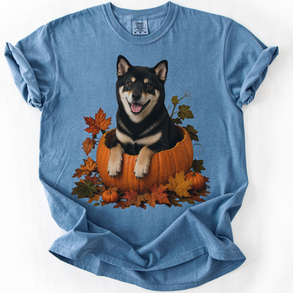 Black Shiba Inu Pumpkin Shirt, Cute Fall Dog Lover T-Shirt for Shiba Moms and Dads