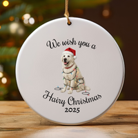 Load image into Gallery viewer, English Cream Golden Retriever Ornament 2025, We Wish You a Hairy Christmas Ornament, Funny Dog Lover Gift, Holiday Pet Keepsake

