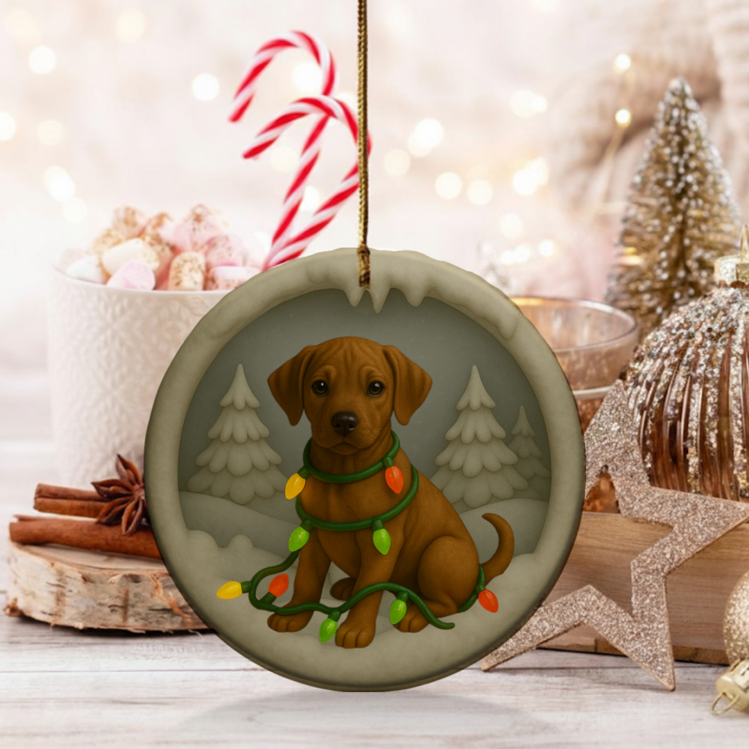 Personalized Rhodesian Ridgeback Christmas 3D Clay-Style Dog Keepsake