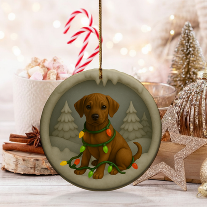 Personalized Rhodesian Ridgeback Christmas 3D Clay-Style Dog Keepsake