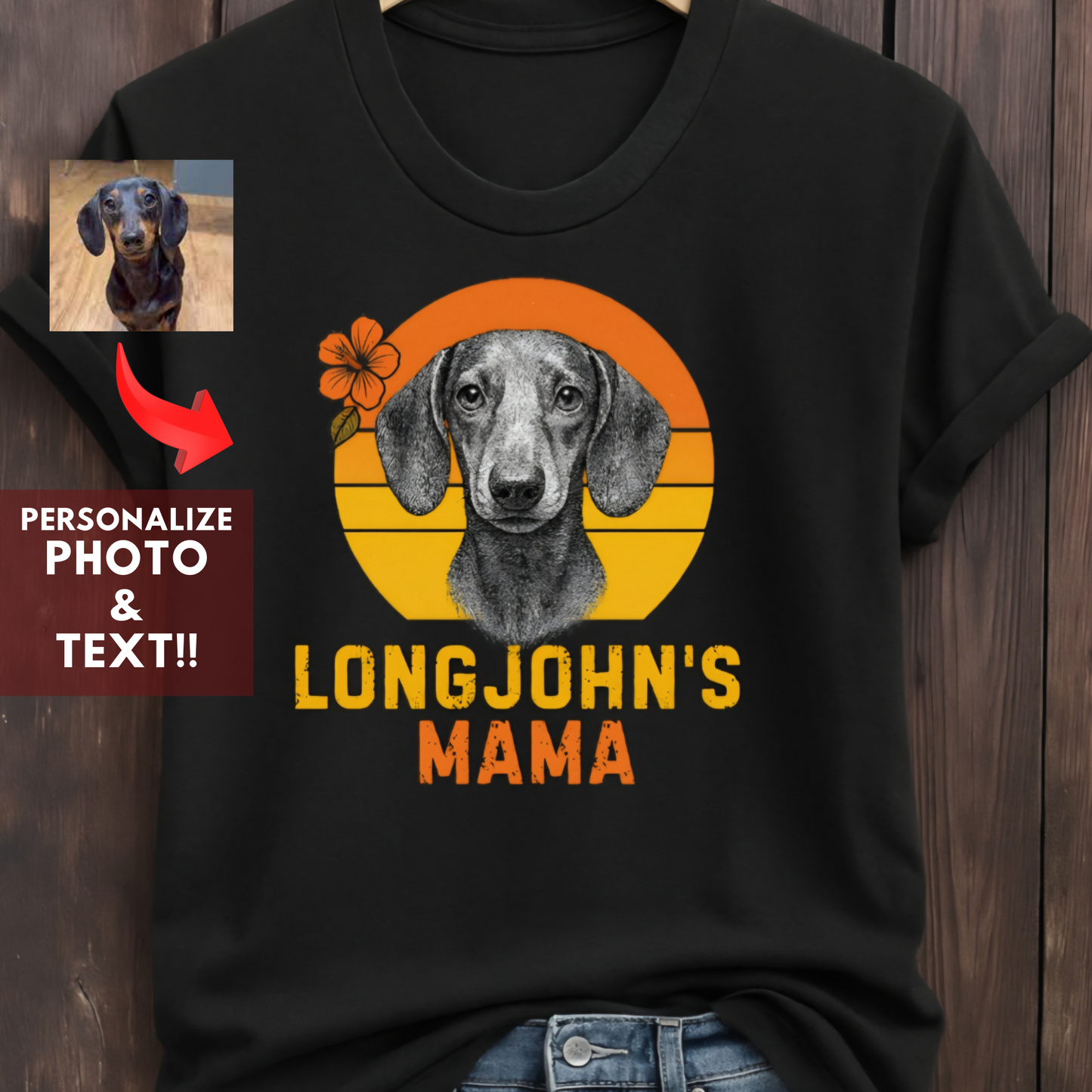 Personalized Dog Mom Shirt – Custom Pet Photo & Name Tee with Live Preview