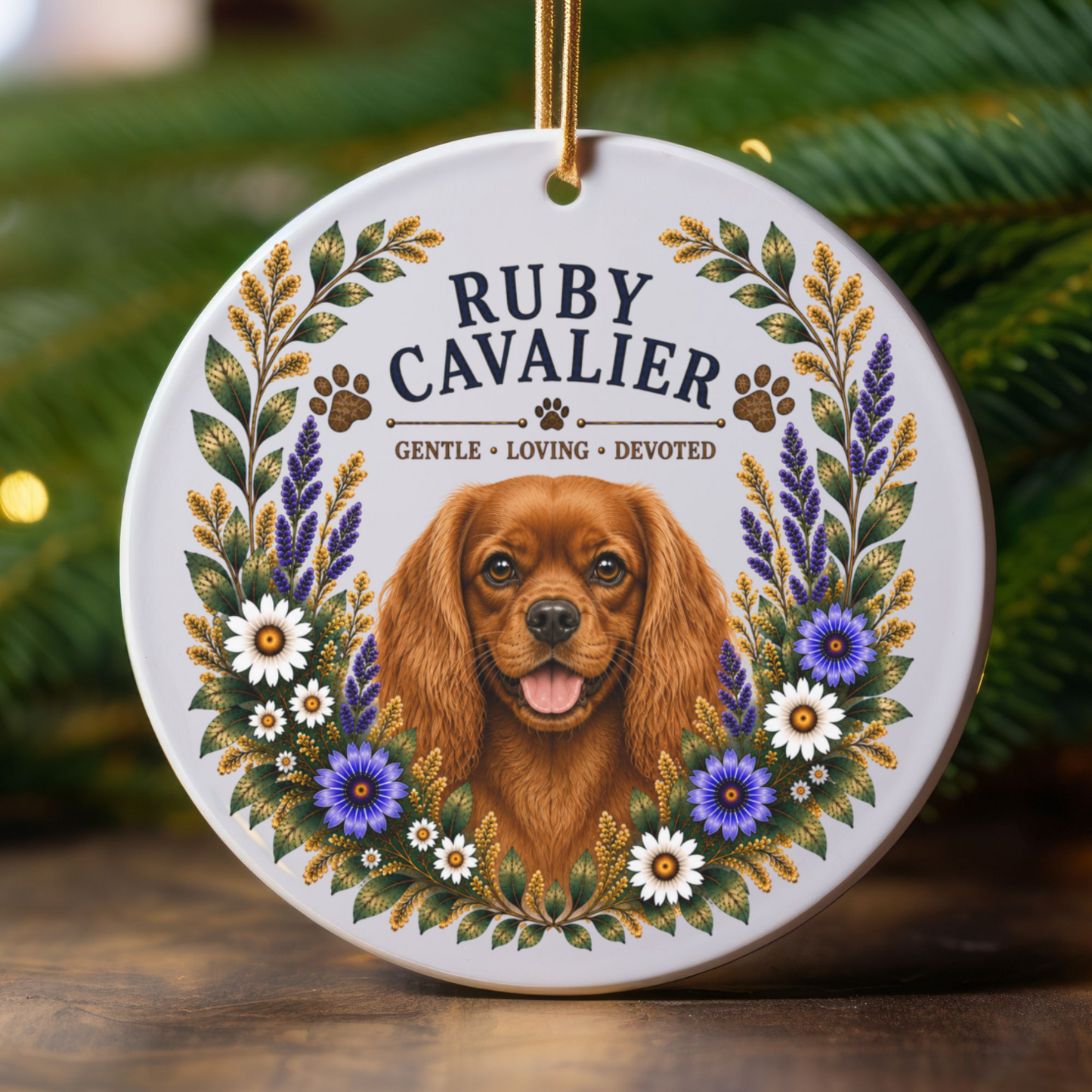Ruby Cavalier Ornament, Cavalier King Charles Spaniel Gift, Ruby Cavalier Dog Mom Keepsake