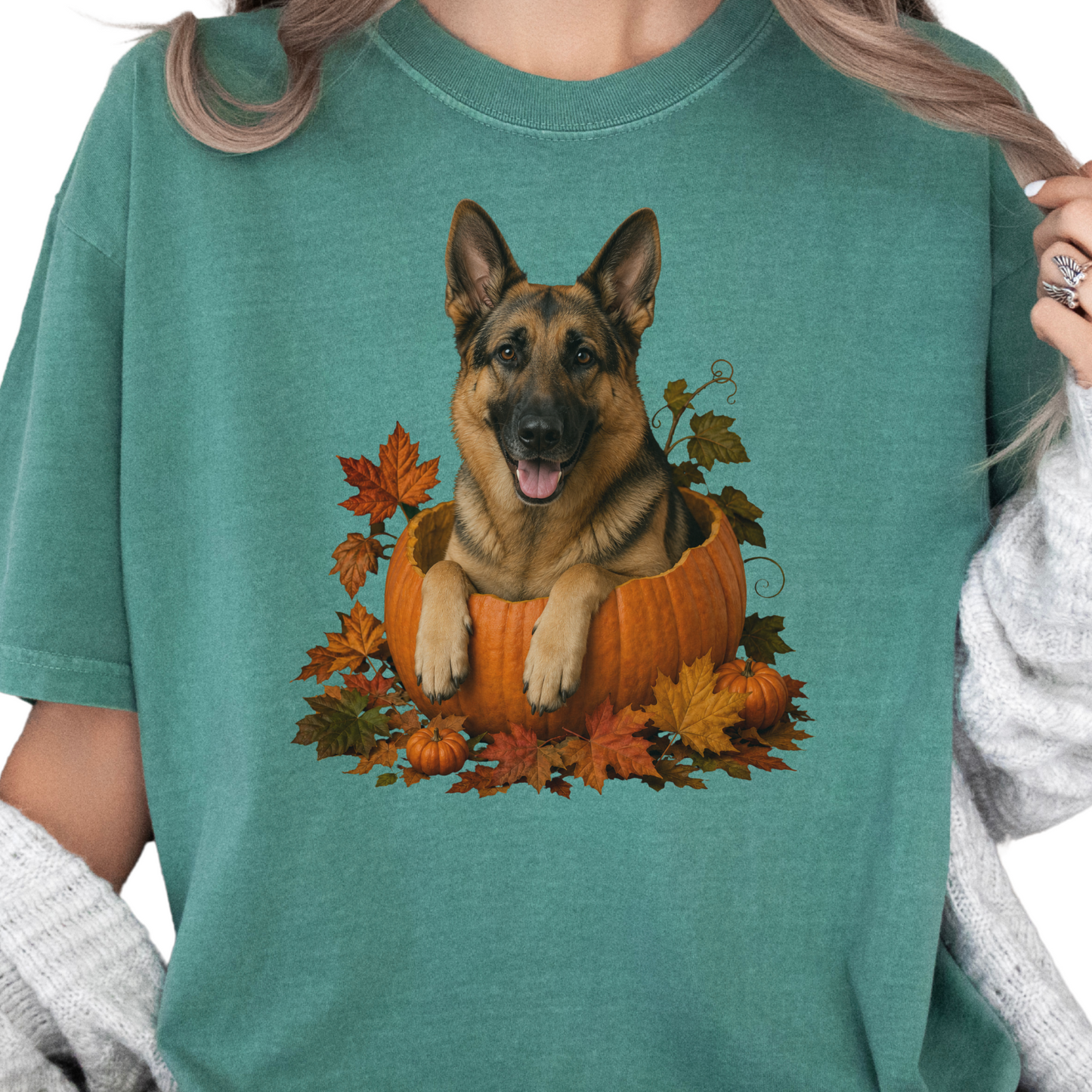 German Shepherd Pumpkin Shirt Fall Dog Lover Autumn Comfort Colors Graphic Tee Gift Apparel