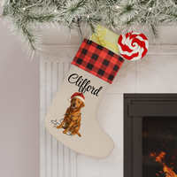 Load image into Gallery viewer, Personalized Fox Red Labrador Retriever Christmas Stocking, Custom Dog Name Holiday Stocking, Labrador Lover Gift, Pet Christmas Decor
