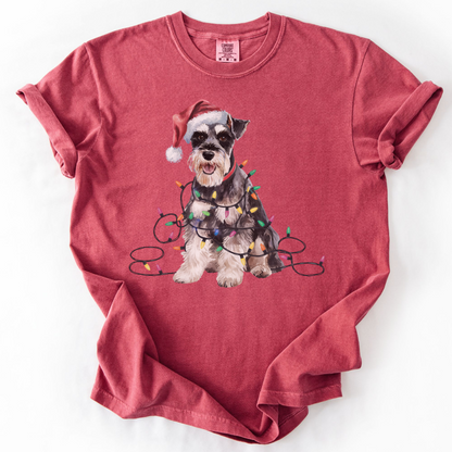 Schnauzer Christmas Lights Shirt, Festive Holiday Tee for Bearded Dog Lovers