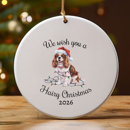 Blenheim Cavalier King Charles Spaniel Ornament, Cavalier Spaniel Mom, Christmas Lights Dog