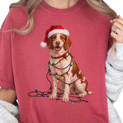 Brittany Spaniel Christmas Lights Shirt