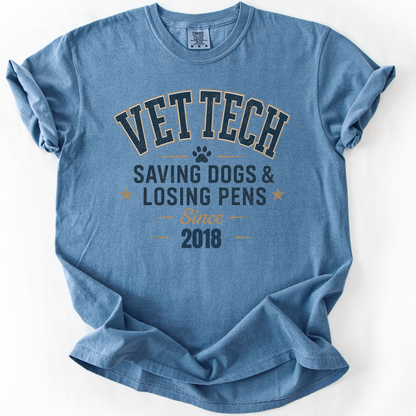 Funny Vet Tech Shirt Veterinary Technician Gift Vet Tech Tee Saving Dogs Losing Pens