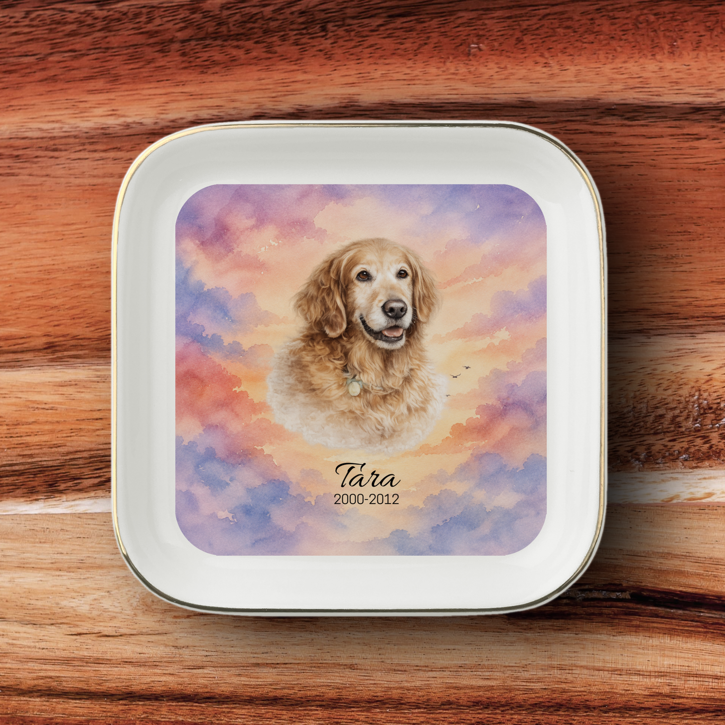 Personalized Pet Memorial Jewelry Dish, Custom Pet Photo Rainbow Bridge Remembrance Gift