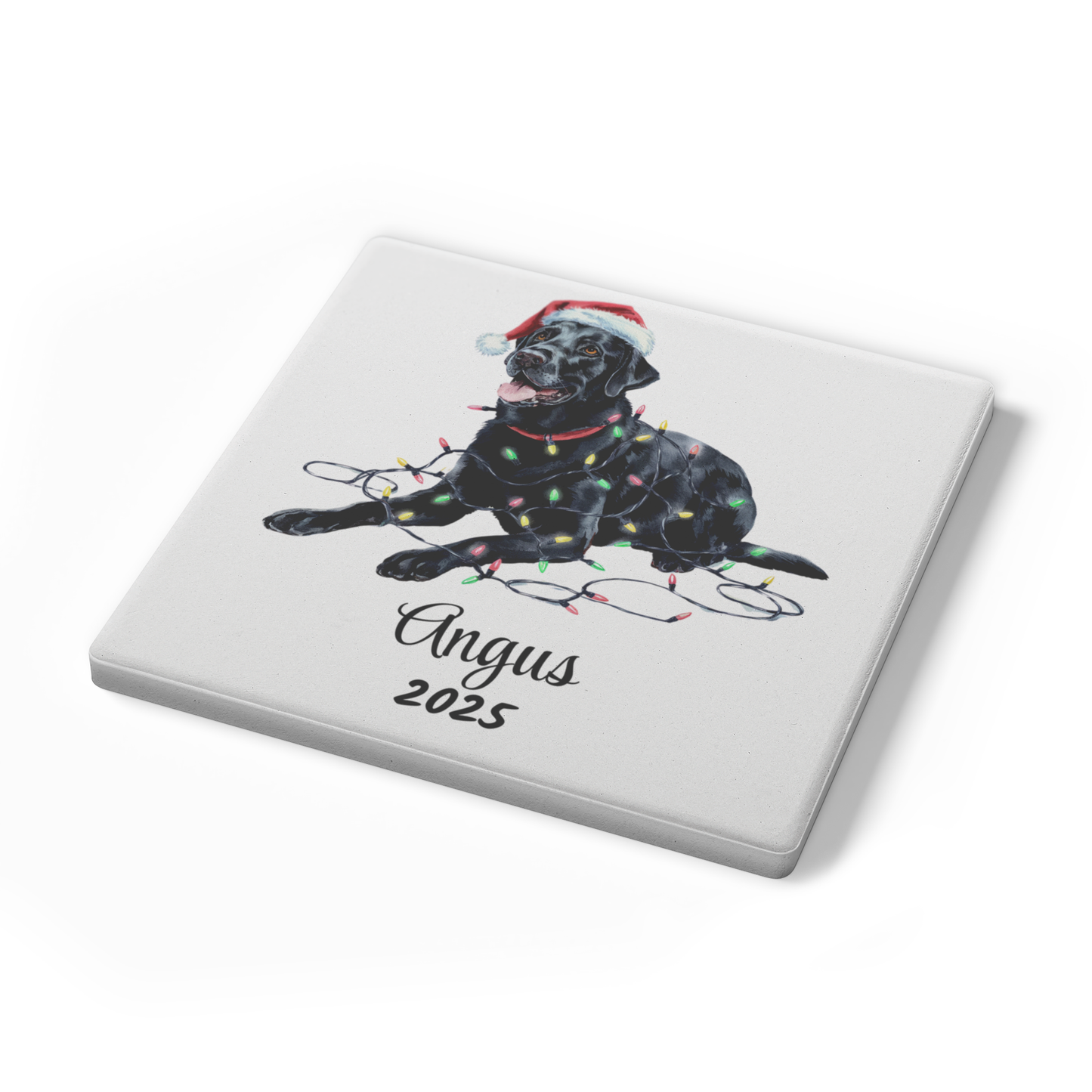 Black Lab Dog Coasters, Absorbent Stone Coaster Set, Christmas Gift for Dog Lovers, Personalized Table Protection, Cork Back
